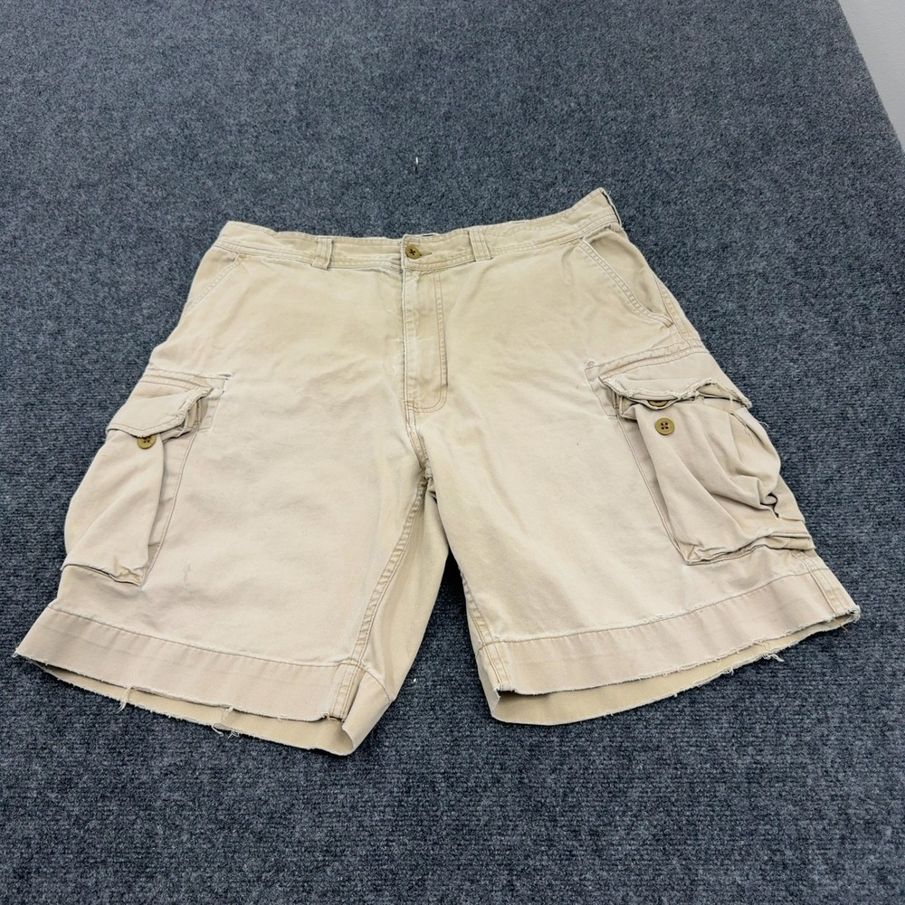 Polo Ralph Lauren Cargo Shorts Mens 36 Tan Cotton Distressed Gorpcore Utility